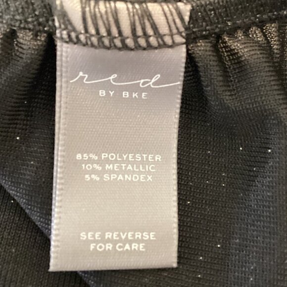 Red by BKE Top Balloon Sleeve Ruched Keyhole Neck Shimmery Black Gold Sz S #286F - Picture 7 of 8